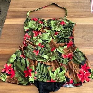 White Stag Green and Red One Piece Swimsuit